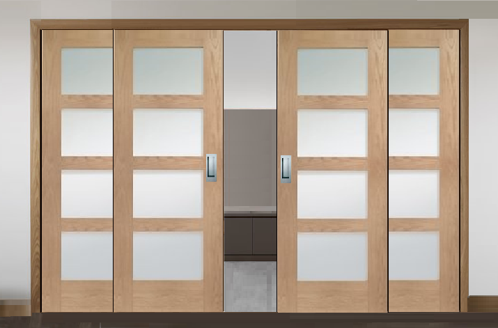 Sliding French Doors with Shaker Obscure Glazed Doors 