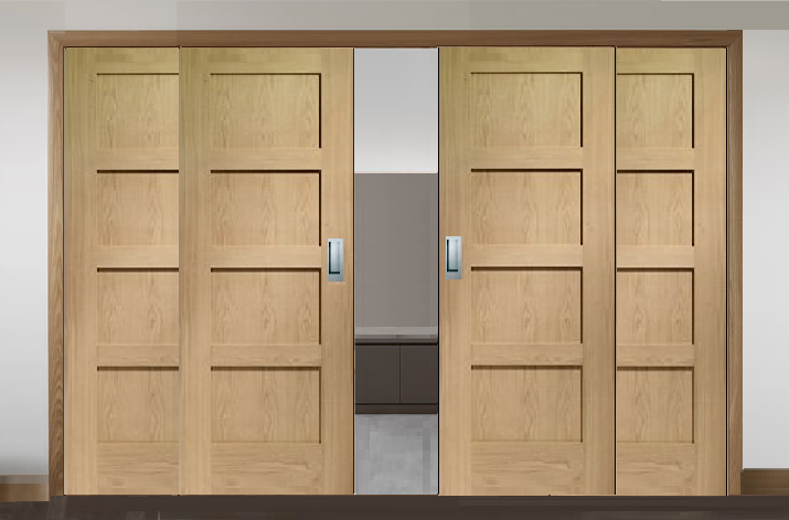 Sliding French Doors with Shaker Oak Doors 