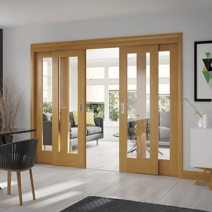 Sliding French Doors with Pattern 10 Clear Glazed Doors 