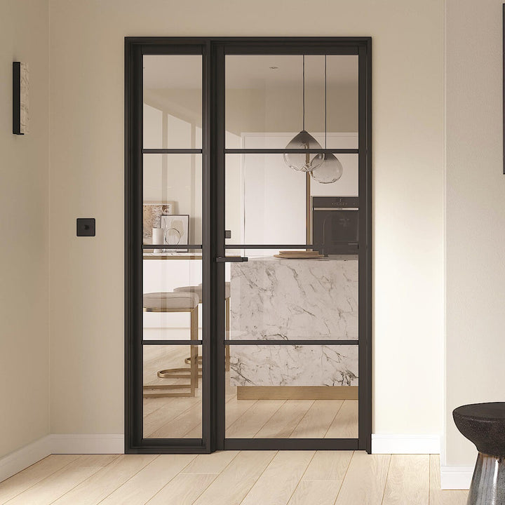 Black Soho 4L Door with Fixed Demi Panel 