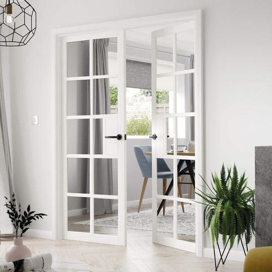 Plaza White Industrial Style Glazed Door Pair