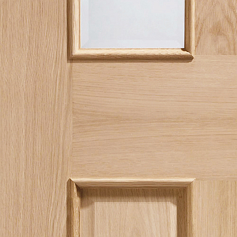 Malton With Raised Mouldings Internal Oak Door with Clear Bevelled Glass Profile Image