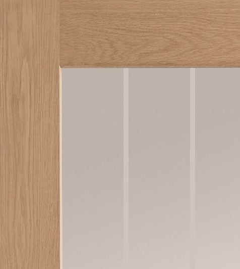 Oak Suffolk Etched Glazed Room Divider with Demi Panels