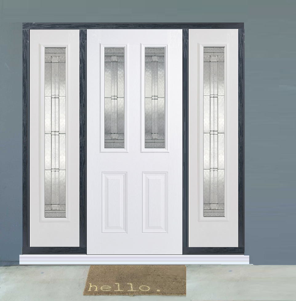 GRP White Malton 2 Light Composite Grand Entrance Doors