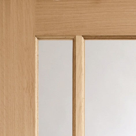 Worcester Oak Double Sliding Door System Clear Glazed