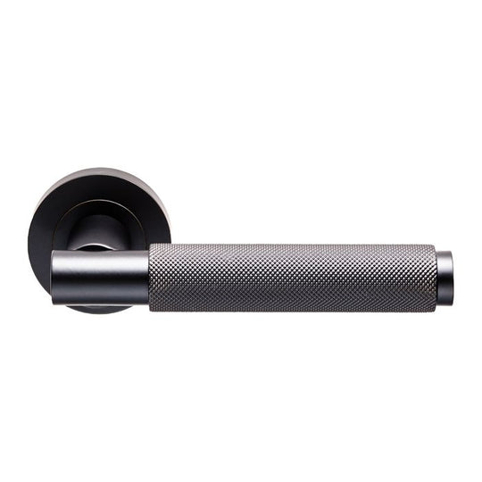 Varese Matt Black Knurled Lever on Rose