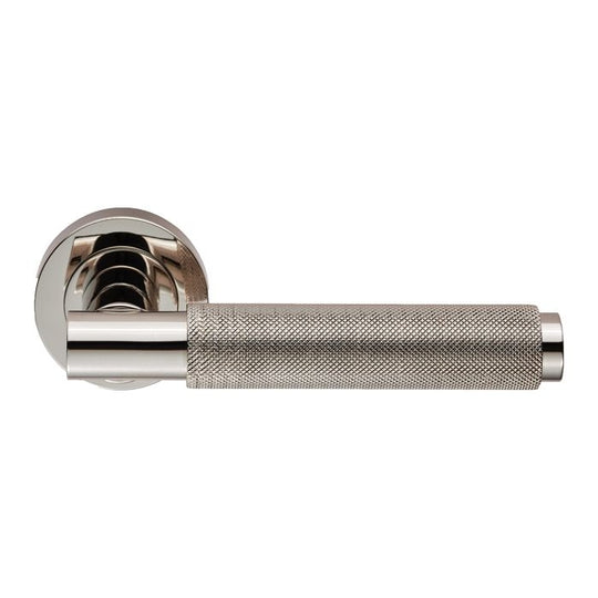 Varese Polished Nickel Knurled Lever on Rose