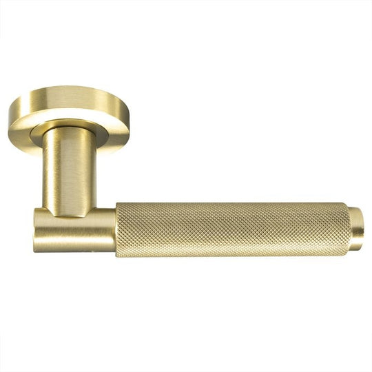Varese Satin Brass Knurled Lever on Rose