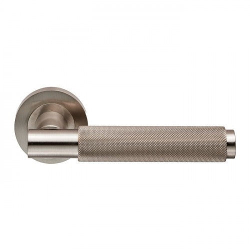 Varese Satin Nickel Knurled Lever on Rose