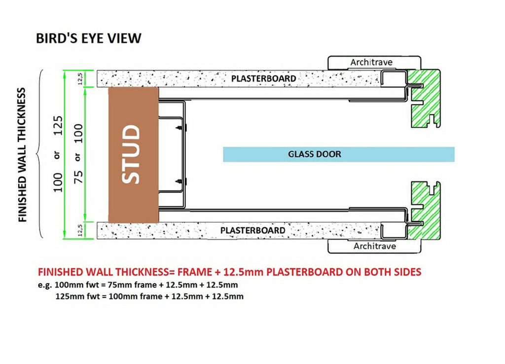 Double Satin Glass Pocket Door System