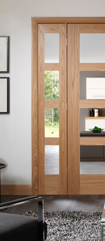Oak Shaker 4 Light Single Room Divider with Matching Demi Panel 