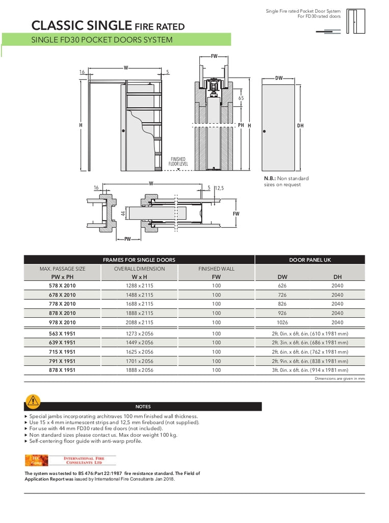 Shaker 4 Panel White Fire Rated Pocket Door System