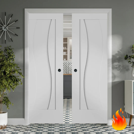 Florence White Double Fire Rated Pocket Door System