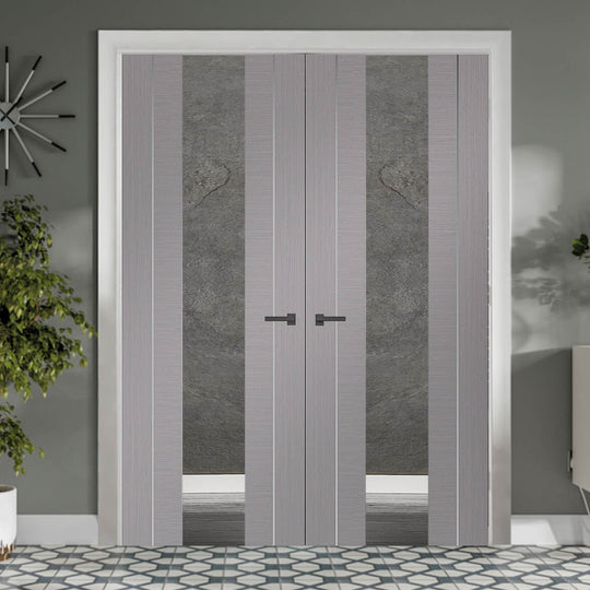 Forli Light Grey French Doors with Clear Glass