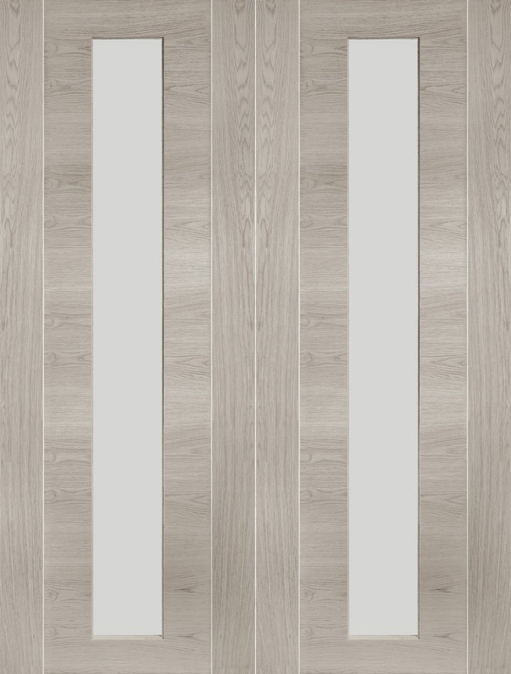 White Grey Laminate Forli Clear Glazed Door Pair
