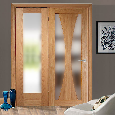Verona Oak Single Door Room Divider with Side Panel