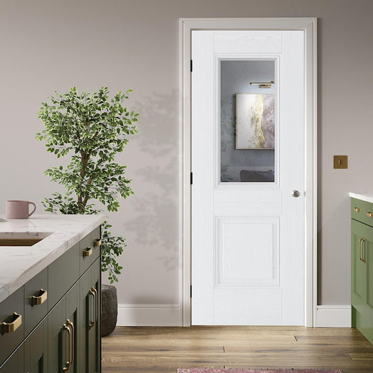 Arnhem Grained 1L Glazed White Internal Door