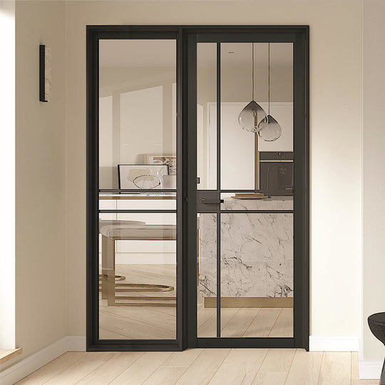 Black Greenwich 4L Door with Fixed Side Panel