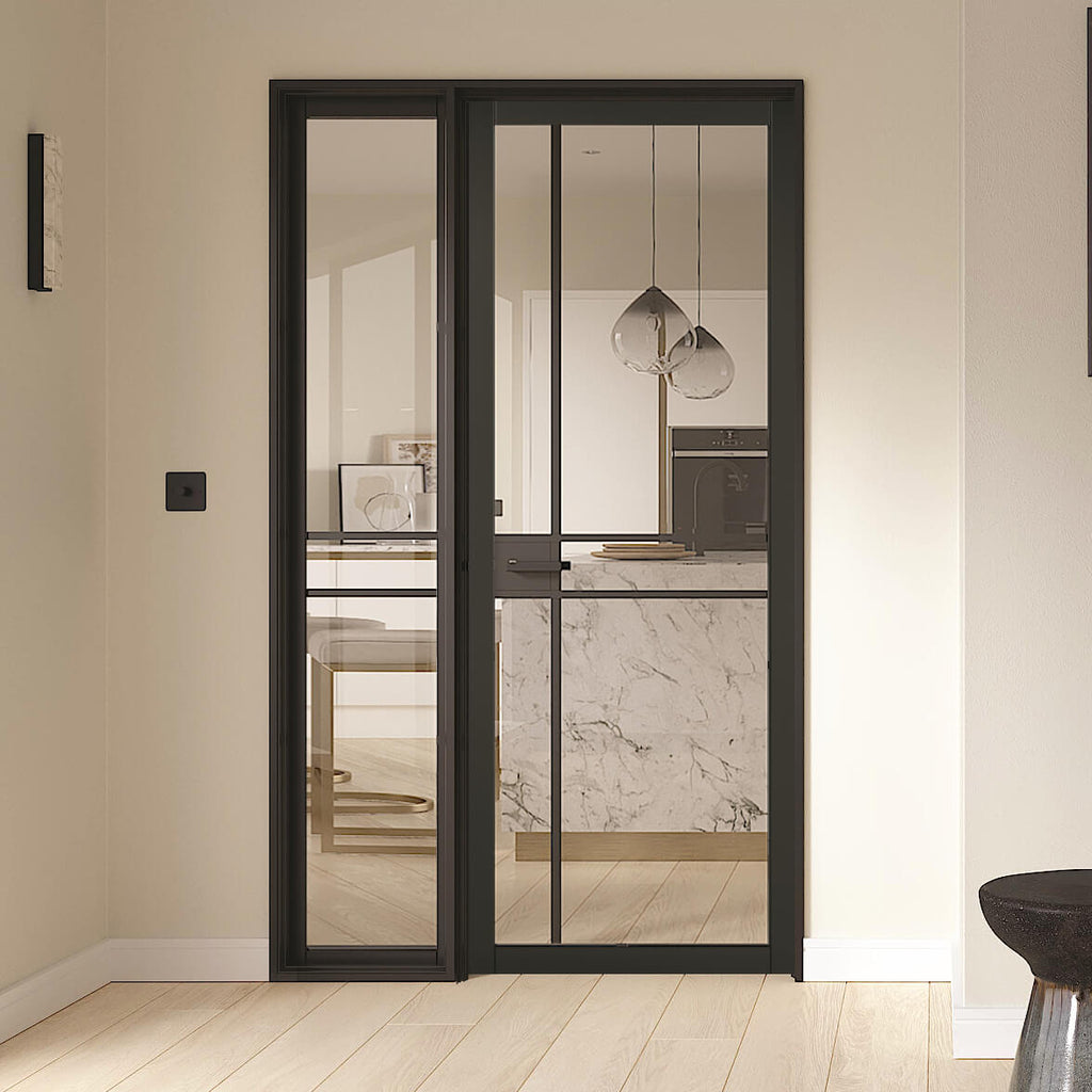 Black Greenwich 4L Door with Fixed Demi Panel