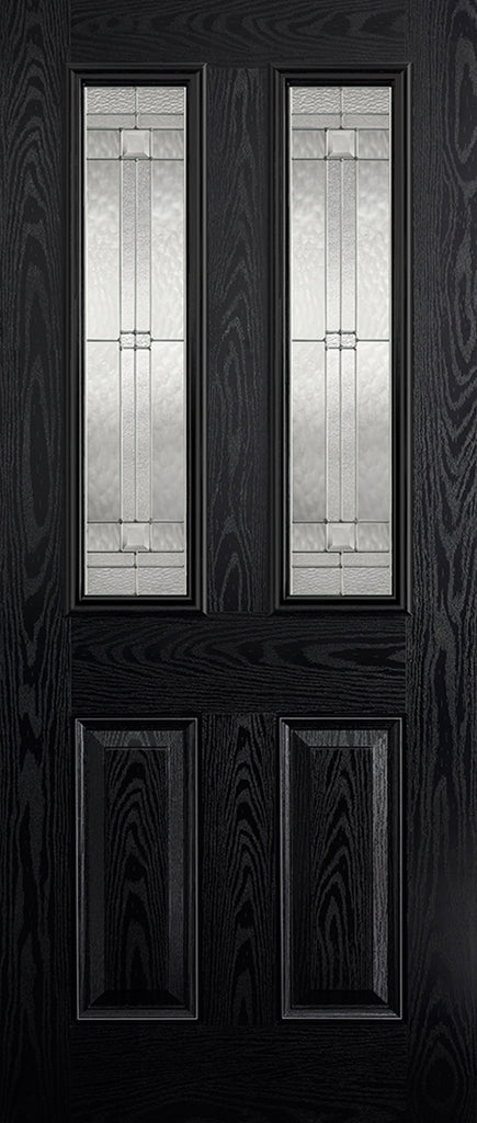 GRP Black Malton 2 Light Composite External Door