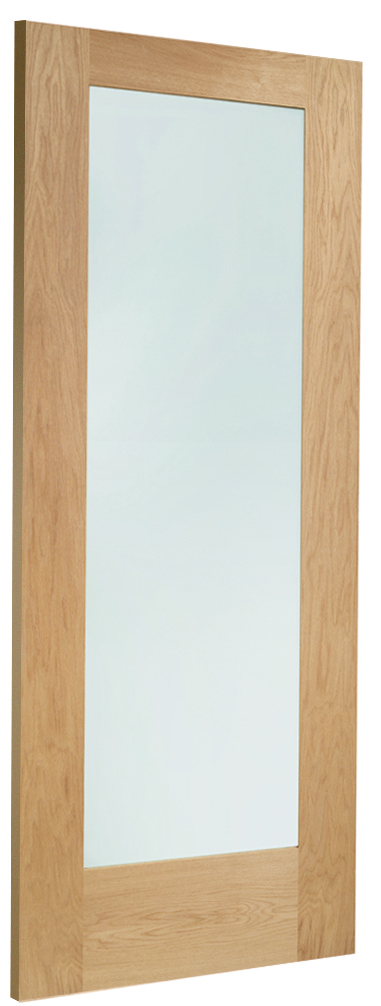 Pattern 10 Oak Door with Clear Glass Skewed Image