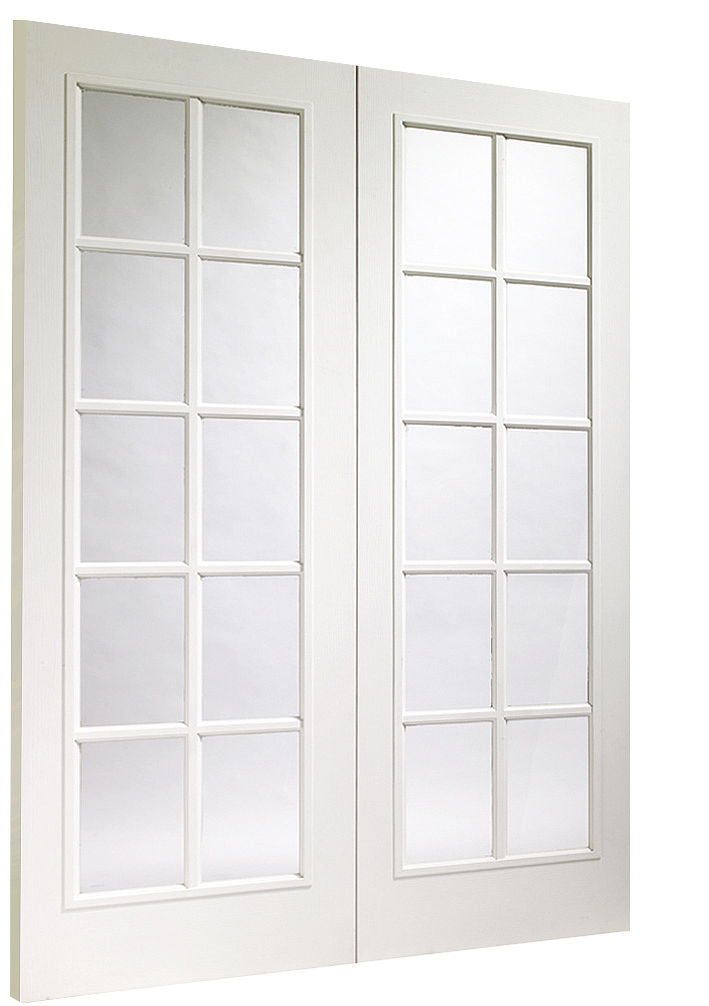 Portobello Pair Internal Pre-Finished White Moulded with Clear Glass Skewed Image