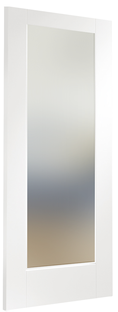 Pattern 10 Door with Obscure Glass Skewed Image White Primed