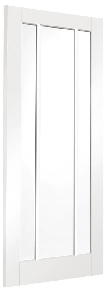 White Worcester Double Sliding Door System Clear Glazed