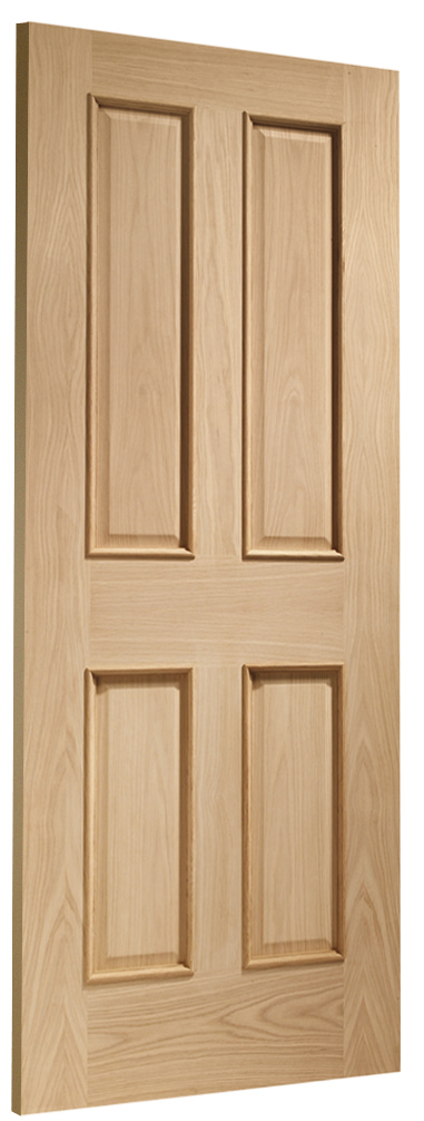 Victorian 4 Panel With Raised Mouldings Internal Oak Fire Door Skewed Image