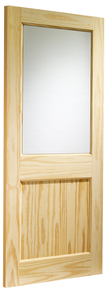 2XG External Clear Pine Door (Dowelled) with Clear Glass Skewed Image