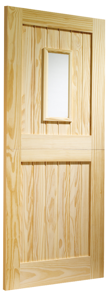 Stable 1 Light External Clear Pine Door (Dowelled) with Clear Glass Skewed Image