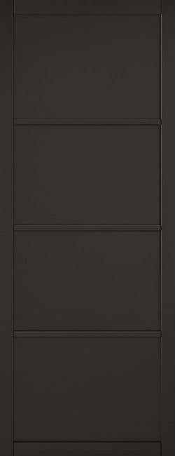 Black Soho 4P/4L Industrial Style Offset French Doors with Demi Panel 
