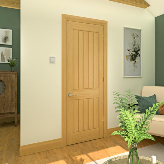 Ely Oak 2 Panel Fire Door Fully Finished