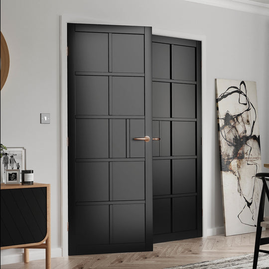 Plaza Black Industrial Style Door Pair
