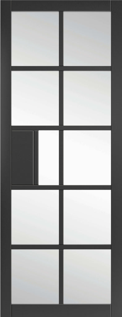 Plaza Black Double Industrial Style Glazed Pocket Door Set 