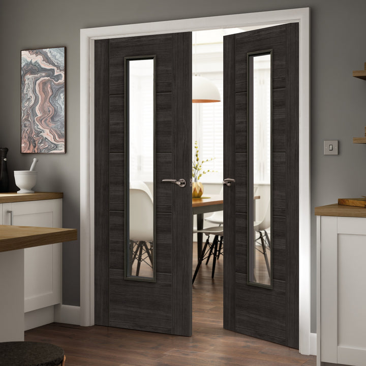 Tigris Cinza Dark Grey Laminate Glazed Door