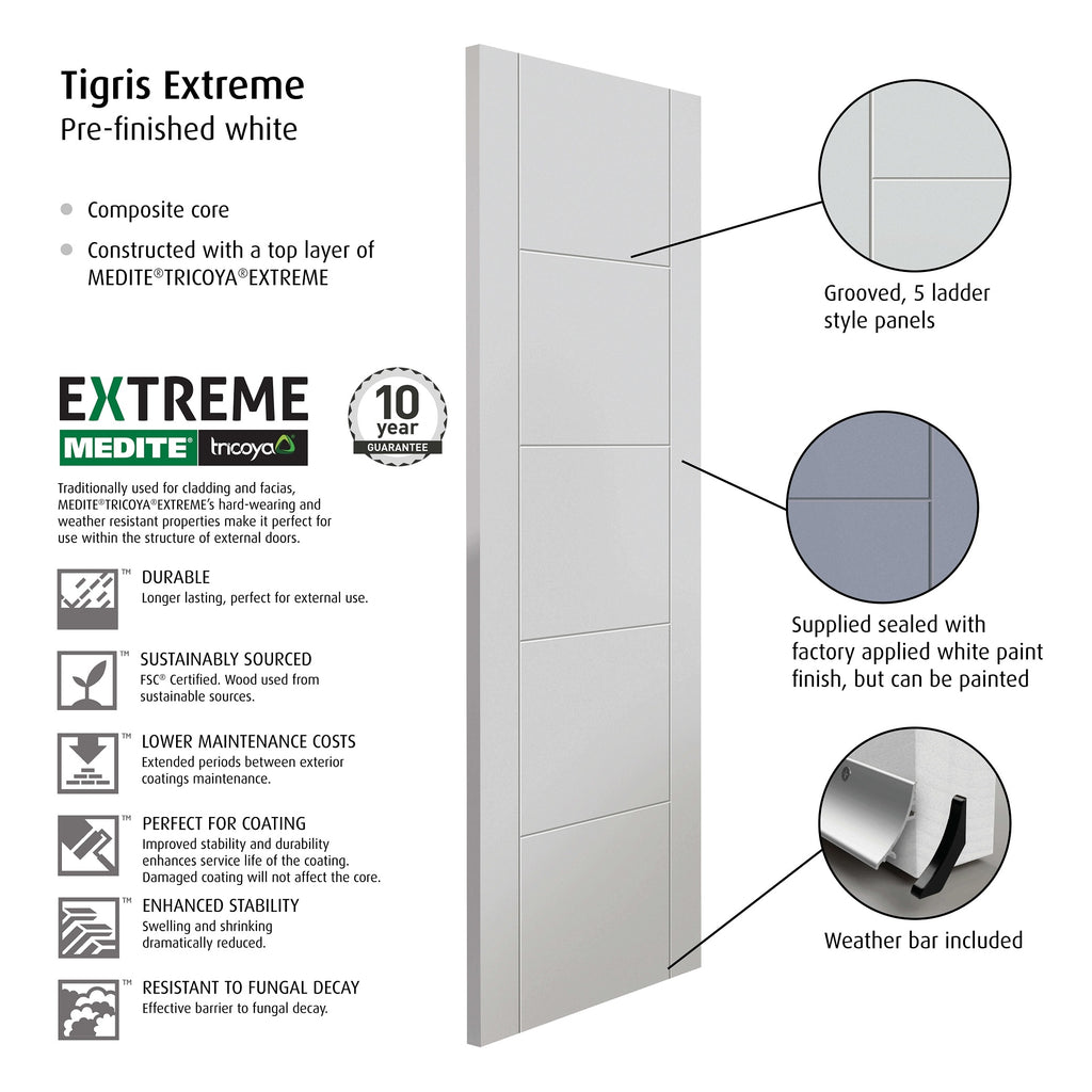 External Tigris White Fully Finished Extreme Door