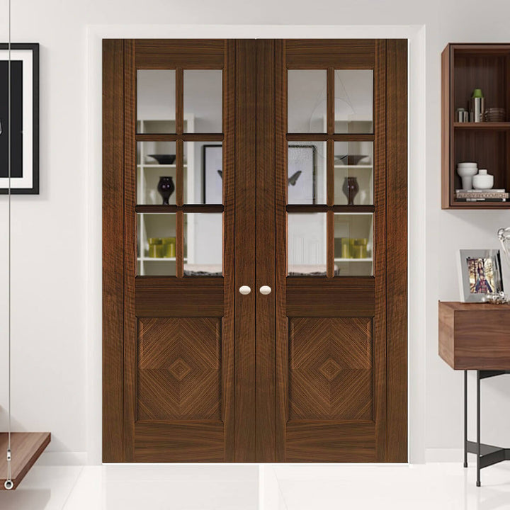 Kensington Walnut Door Pair With Clear Glass 