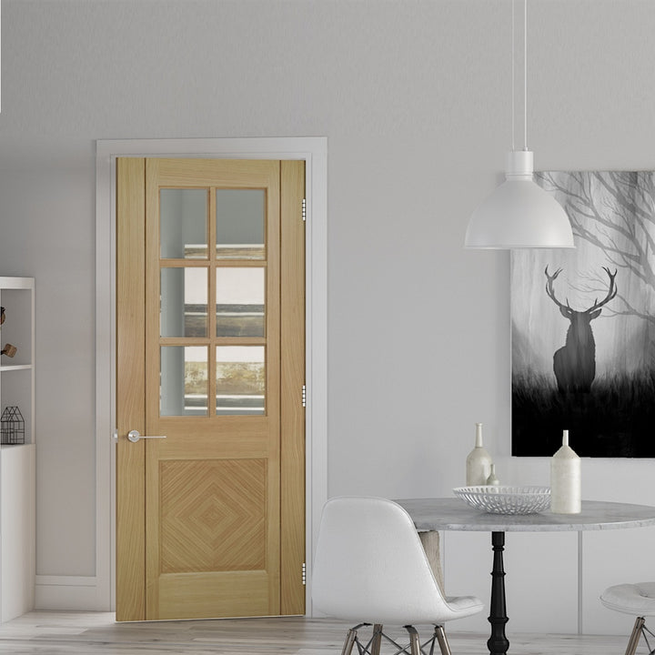Kensington Internal Oak Clear Glazed Door Fully Finished