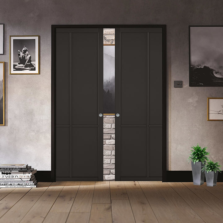 Liberty Black 4P Double Pocket Door System