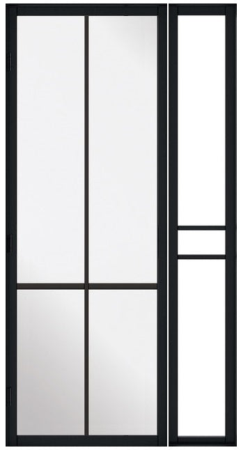 Black Liberty Industrial Style Offset French Doors with Demi Panel