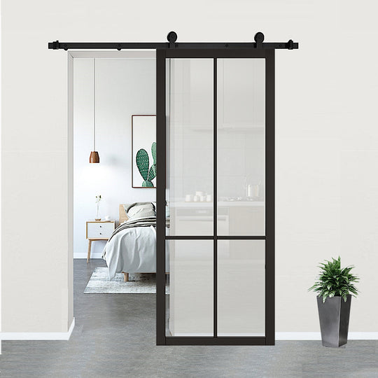 Liberty Black Clear Glazed Door with Top Hung Sliding Track