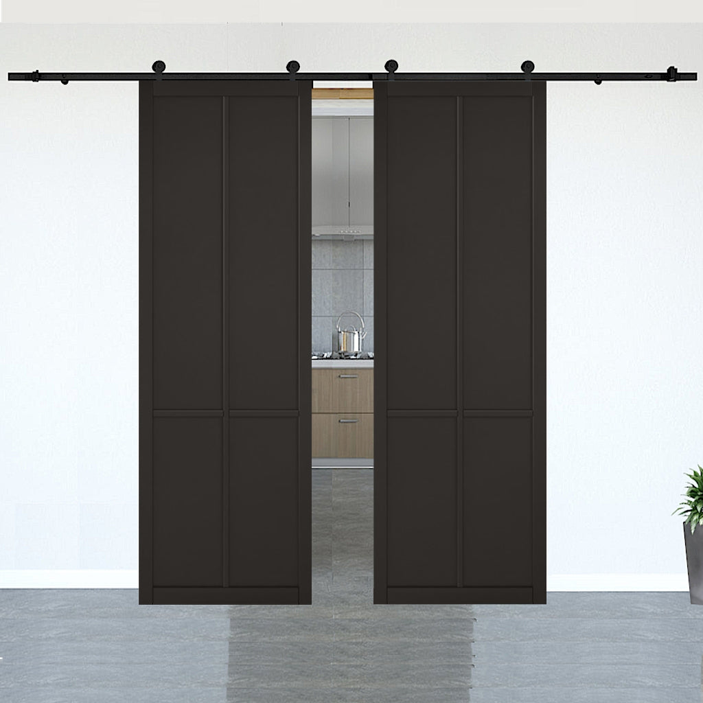 Liberty Black Double Doors with Double Sliding Track