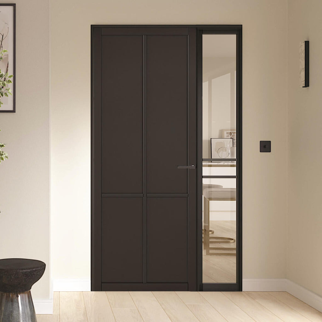 Black Liberty Industrial Style Offset French Doors with Demi Panel
