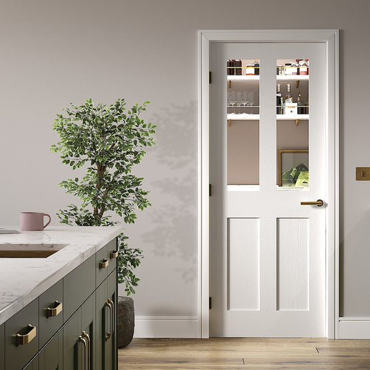 London Grained 2L Glazed White Internal Door