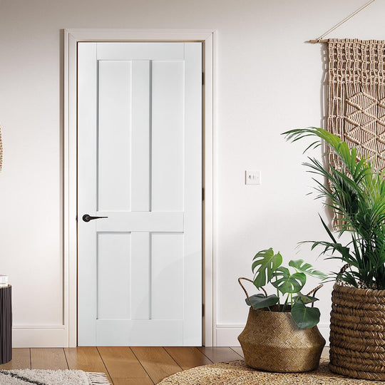 London Grained 4 Panel White Fire Door