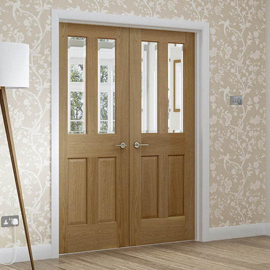 Malton Custom Made Oak French Doors with Clear Glass