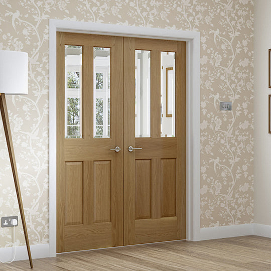 Oak Malton French Door with Clear Bevelled Glass