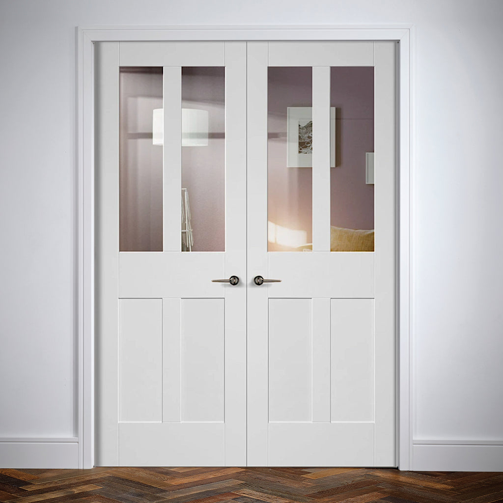 Malton White Shaker French Doors with Clear Glass 