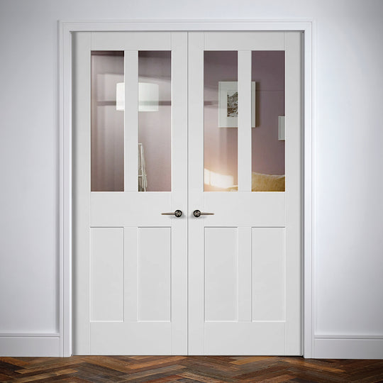 Malton White Shaker French Doors with Clear Glass